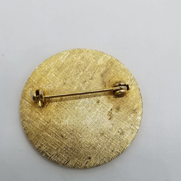 Vintage Goldtone Engraved N Initial Brooch Pin - Picture 4 of 5